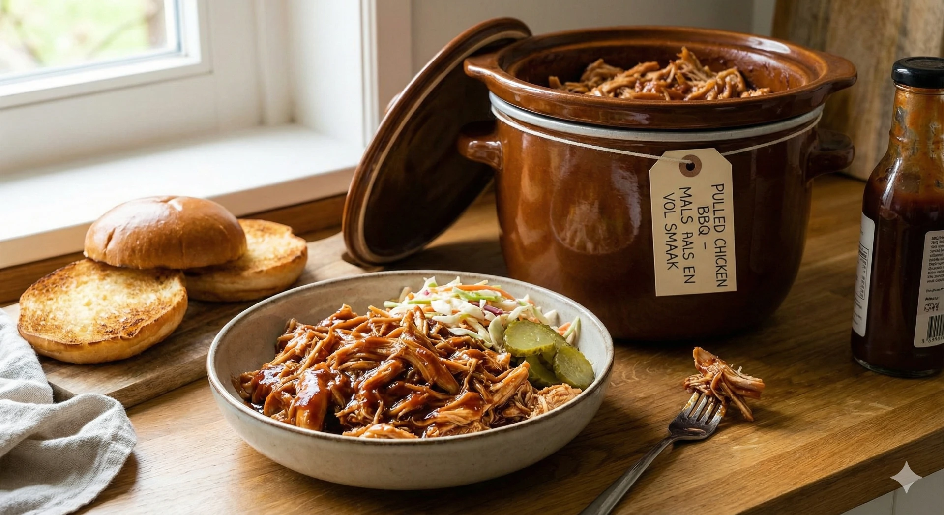 Pulled Chicken BBQ uit de Slowcooker – Mals en Vol Smaak